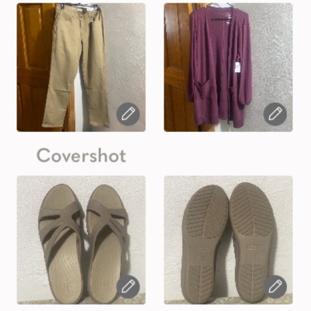 Sonoma Straight👖16 khaki+💜Duster XL+CROCS 10 🩴